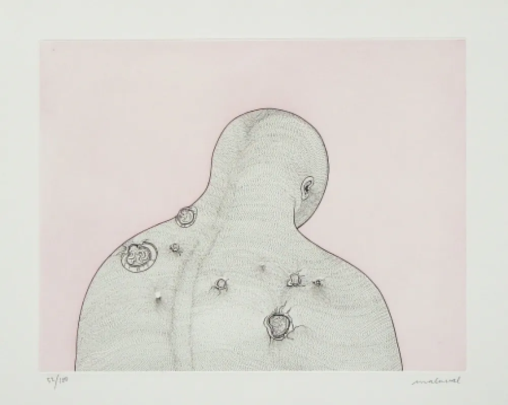 蚀刻版画 Malaval - Maciste contre l'aliment blanc