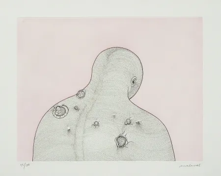 蚀刻版画 Malaval - Maciste contre l'aliment blanc