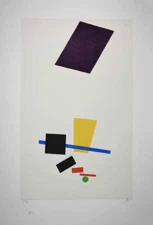 石版画 Malevitch - Réalité peinte d'un joueur de football / Painterly Realism of a Football Player - 1915