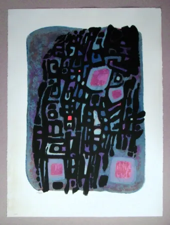 石版画 Manessier - Á l'obscur