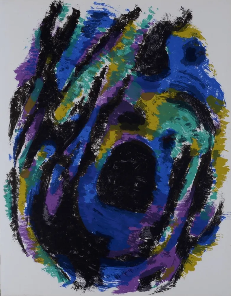 石版画 Manessier - Le Nid, Petite tache noire