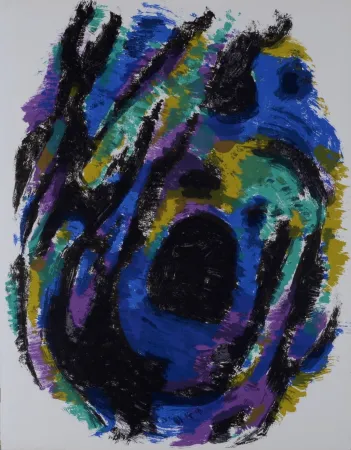 石版画 Manessier - Le Nid, Petite tache noire