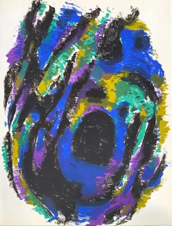 石版画 Manessier - Le Nid. Petite tache noire n°1