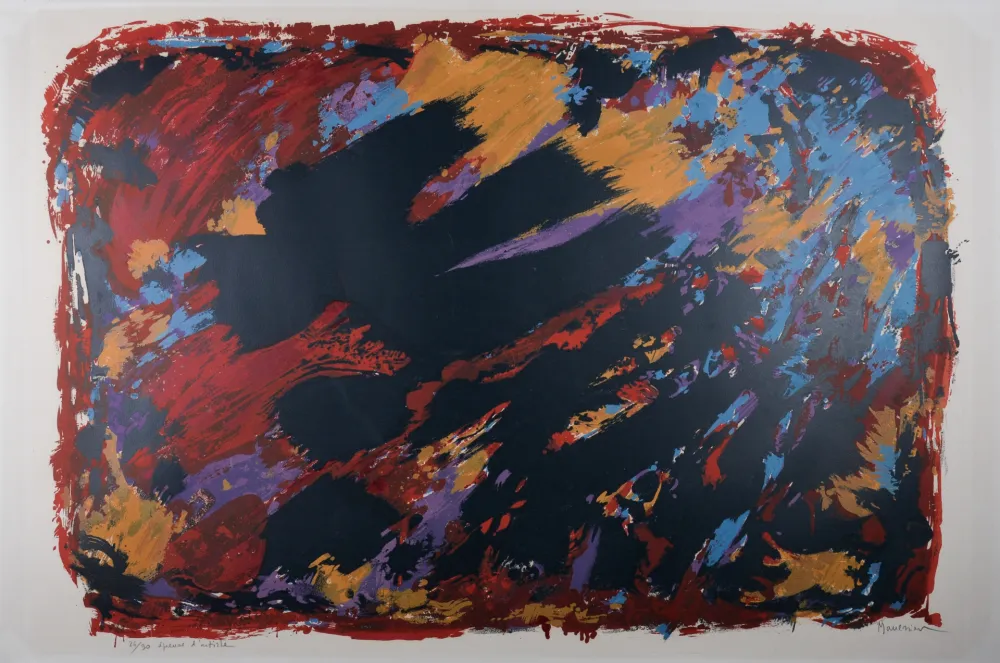 石版画 Manessier - Le procès de Burgos II