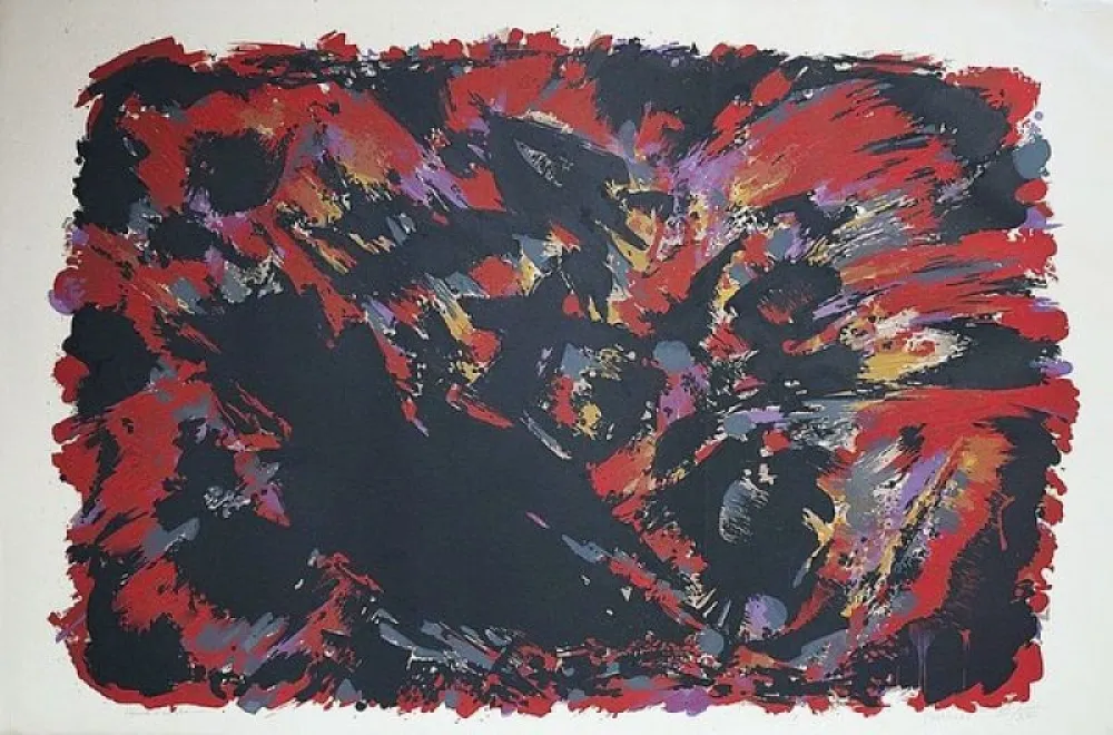 石版画 Manessier - Le procès de Burgos II