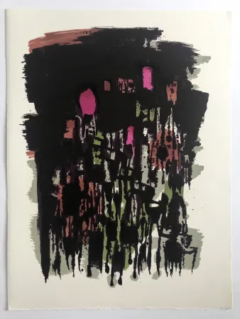 石版画 Manessier - L'enfant dans la cité des ombres III : Le Capharnaüm