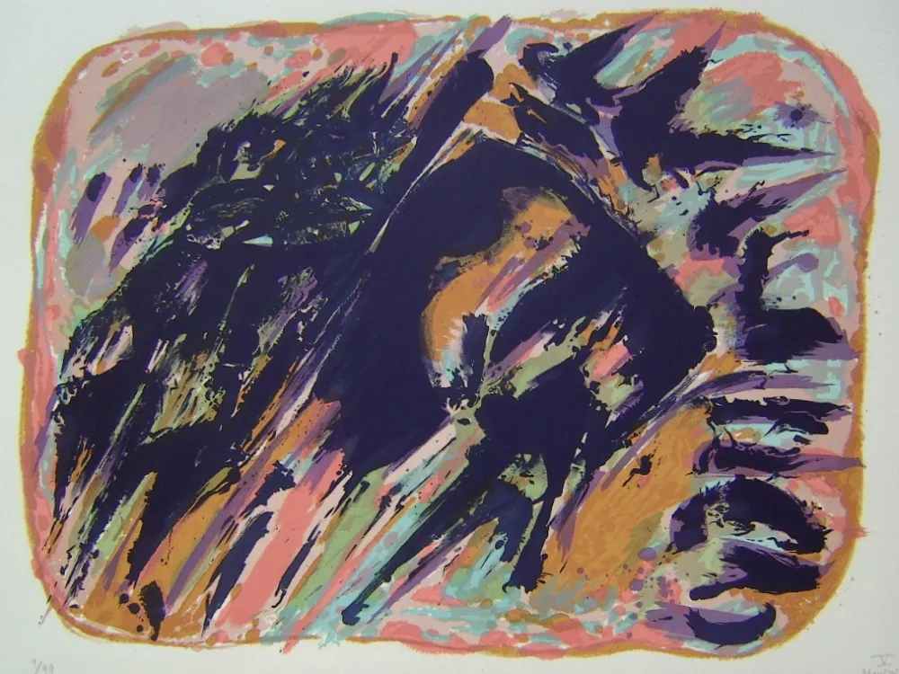 石版画 Manessier - Suite de Paques V, Le Chant du coq