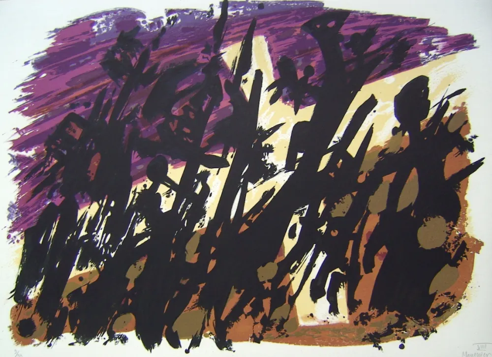 石版画 Manessier - Suite de Paques VIII, La Croix blanche