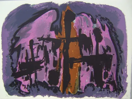 石版画 Manessier - Suite de Paques XI, La Mise au tombeau