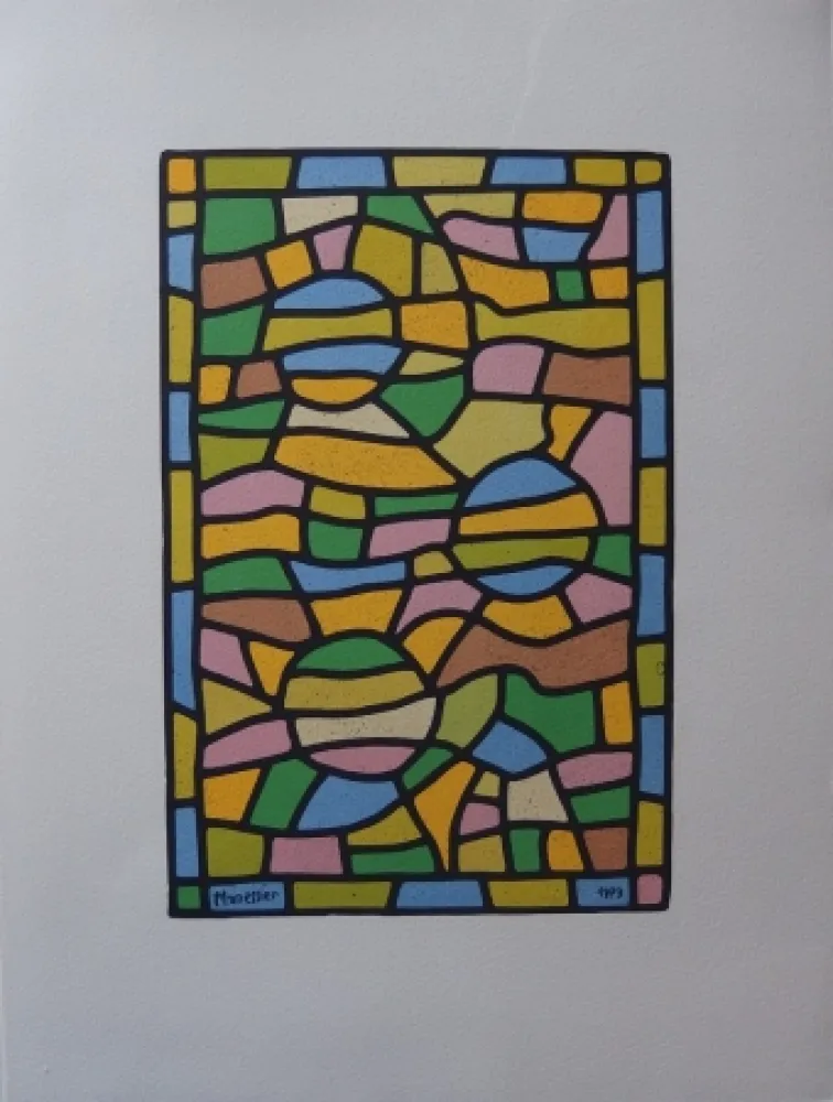 石版画 Manessier - Vitrail