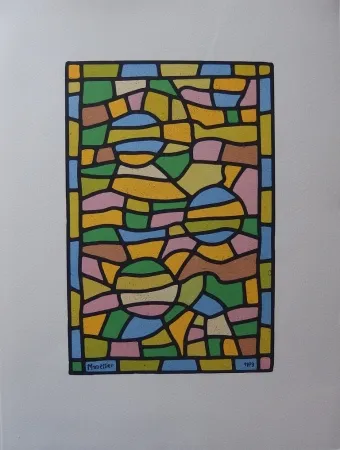 石版画 Manessier - Vitrail