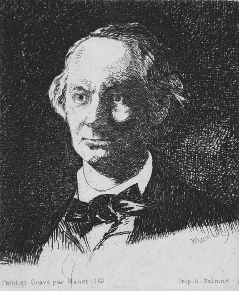 蚀刻版画 Manet - Charles Baudelaire de face