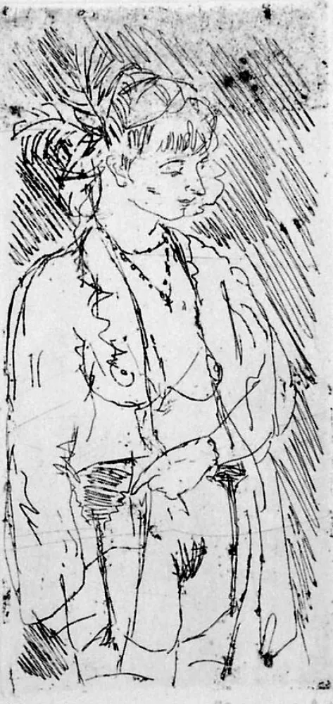 蚀刻版画 Manfredi - La modella dal naso lungo