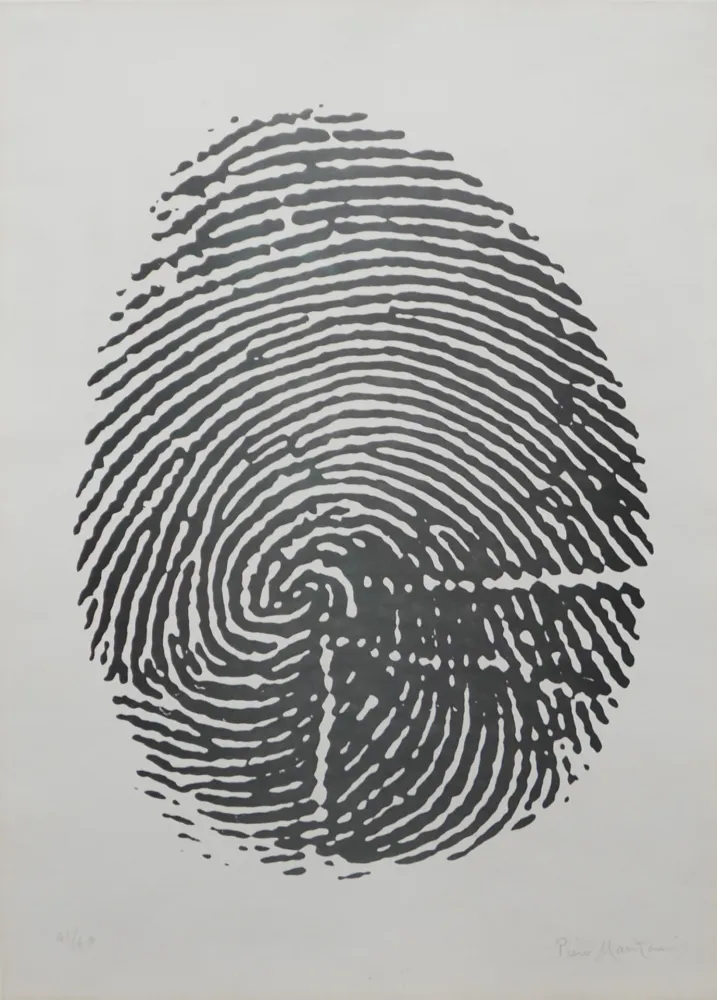 石版画 Manzoni - Impronta del pollice destro