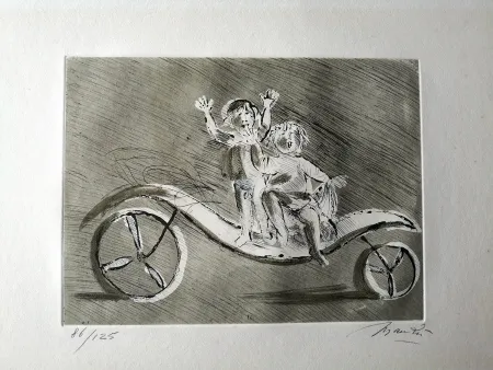 蚀刻飞尘法 Manzu - Mileto and Giulia in a green carriage