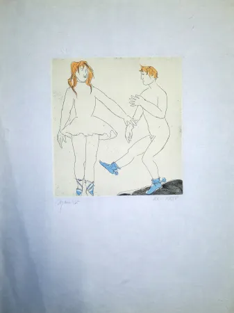 蚀刻版画 Manzu - Passo di danza a due