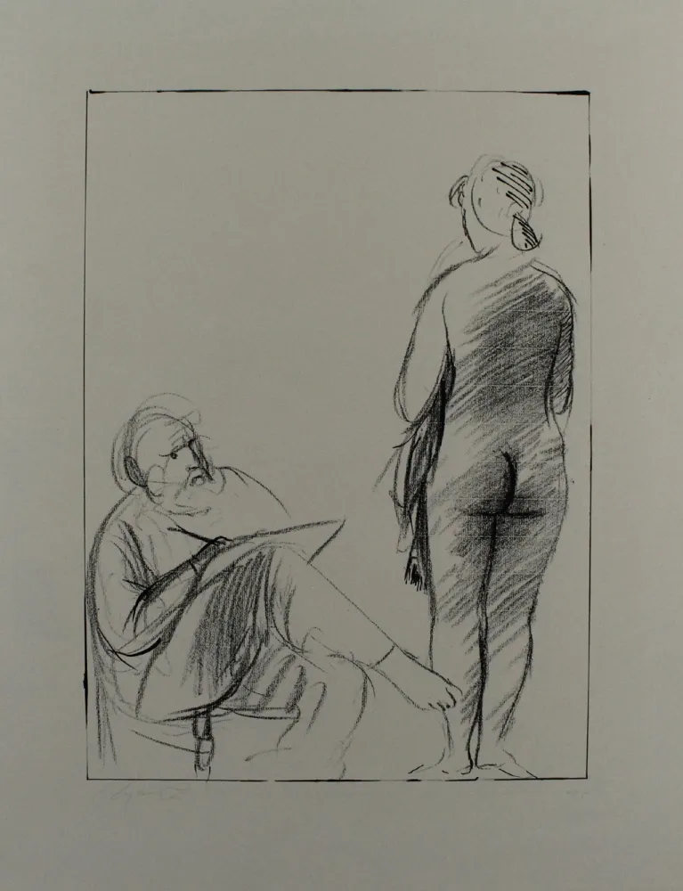 石版画 Manzu - Pittore e modella