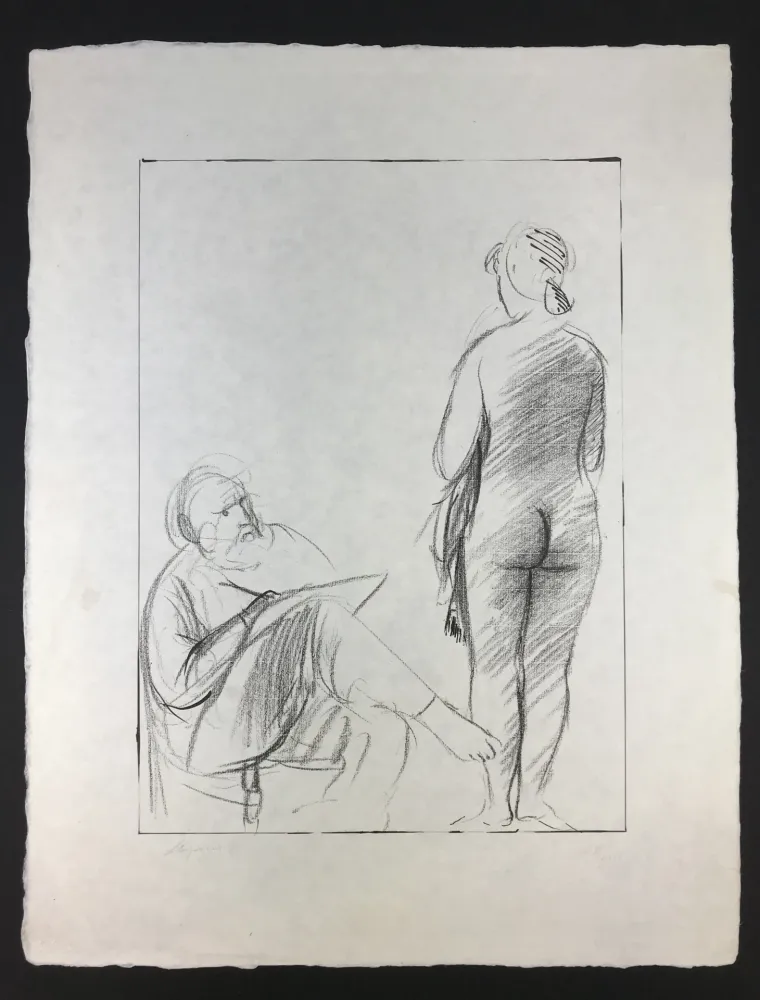 石版画 Manzu - Pittore e Modella