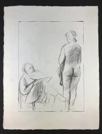 石版画 Manzu - Pittore e Modella