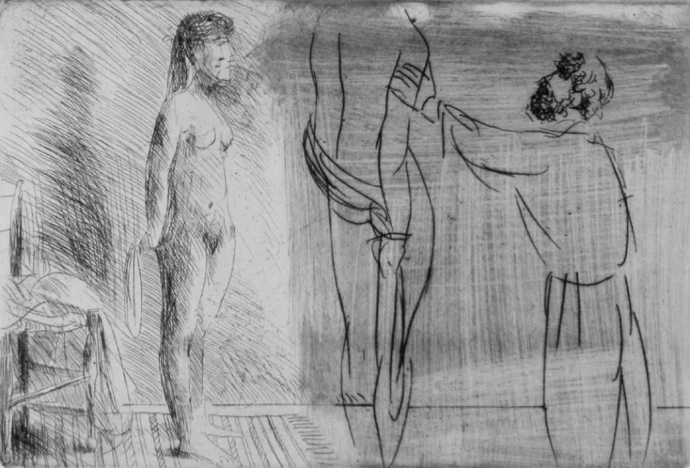 蚀刻版画 Manzu - Scultore nello studio