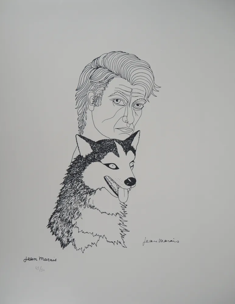 石版画 Marais  - Autoportrait au Husky