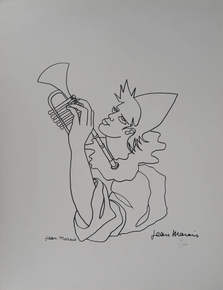 石版画 Marais  - Le Clown musicien