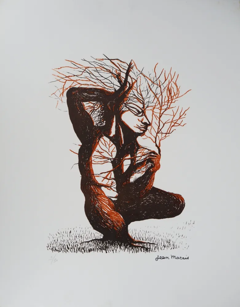 石版画 Marais  - L'homme arbre