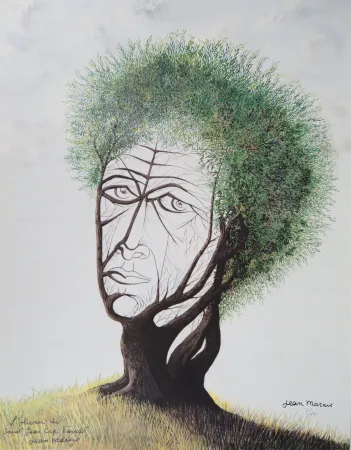 石版画 Marais  - L'Olivier de Saint Jean Cap Ferrat - Visage dans l'arbre