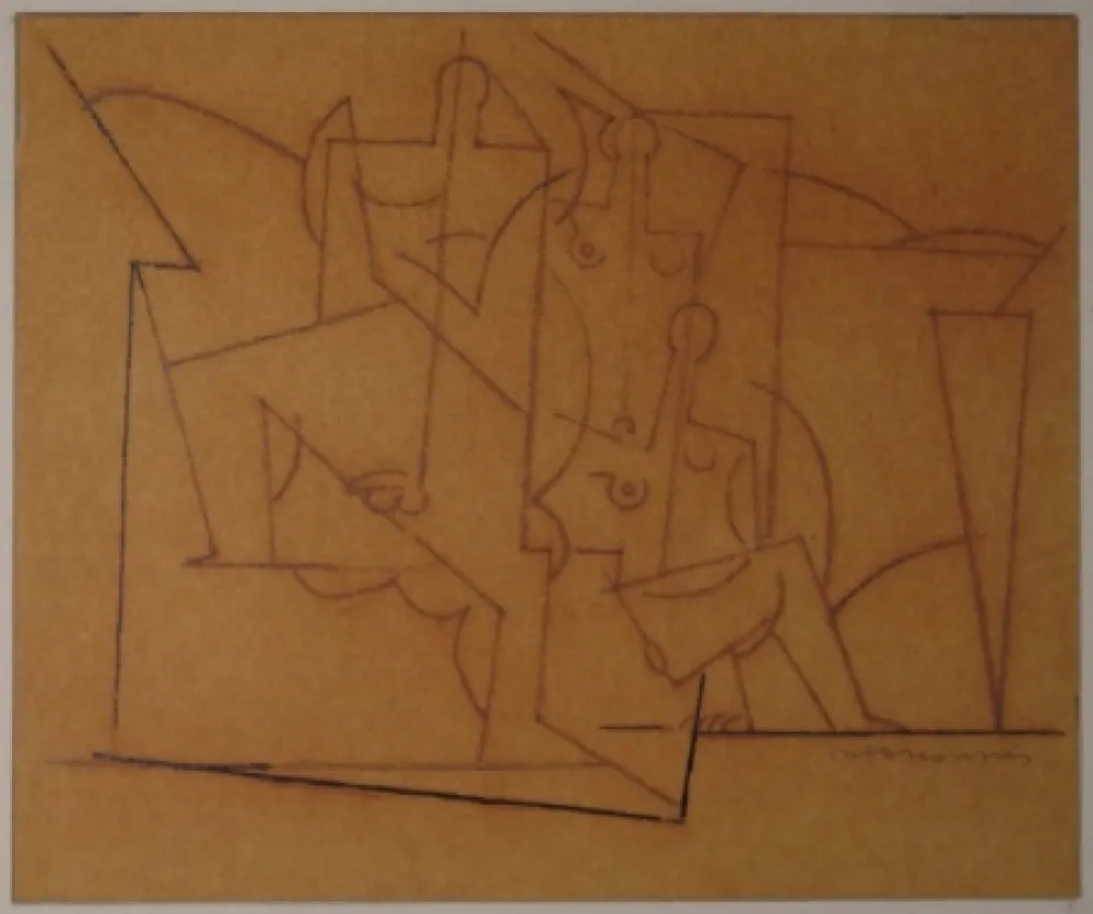 单版画 Marcoussis - Composition cubiste / Kubistische Komposition (Mann und zwei Frauen). 