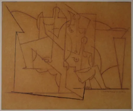 单版画 Marcoussis - Composition cubiste / Kubistische Komposition (Mann und zwei Frauen). 