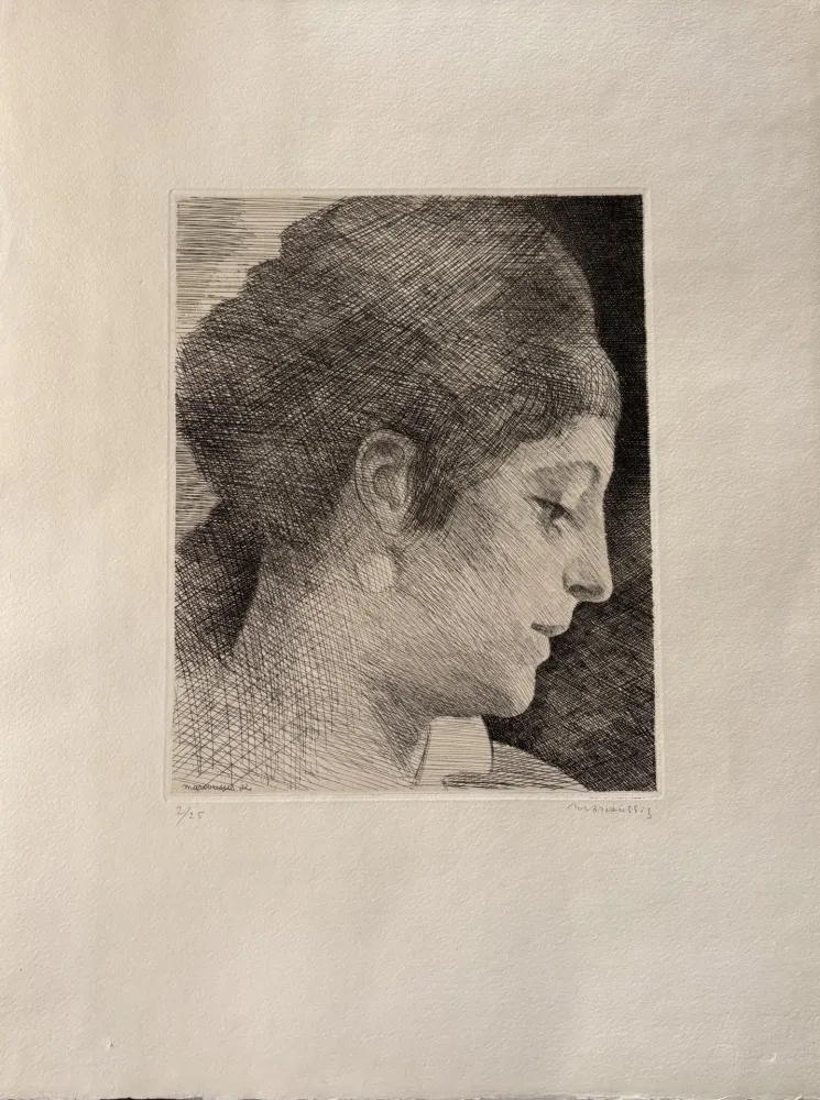 版画 Marcoussis - La mère de l'artiste, jeune, de profil