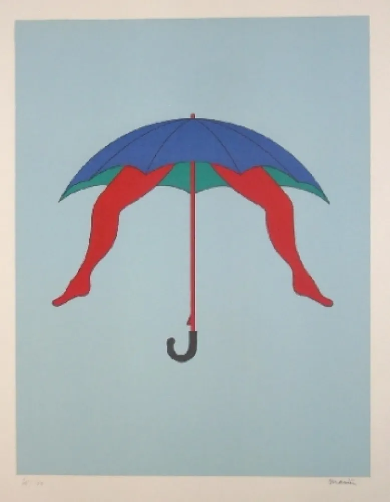 石版画 Marien - Le parapluie
