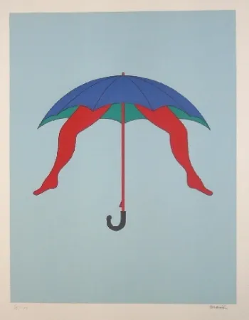 石版画 Marien - Le parapluie