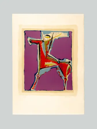 石版画 Marini - Arciere viola
