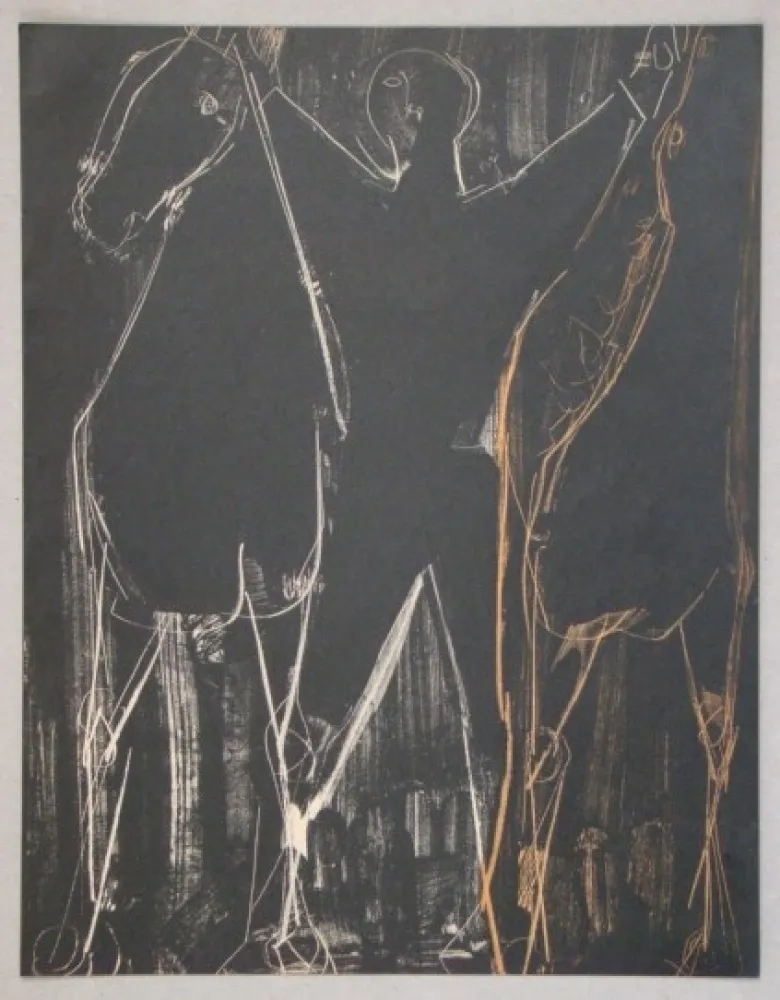 石版画 Marini - Chevaux et Cavalier