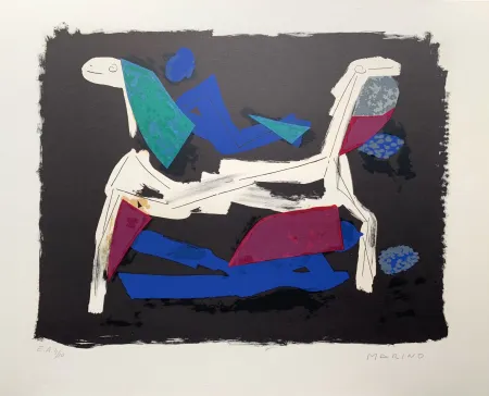 石版画 Marini - Chevaux et cavaliers I 