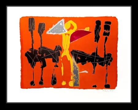 石版画 Marini - Chevaux et Cavaliers IV