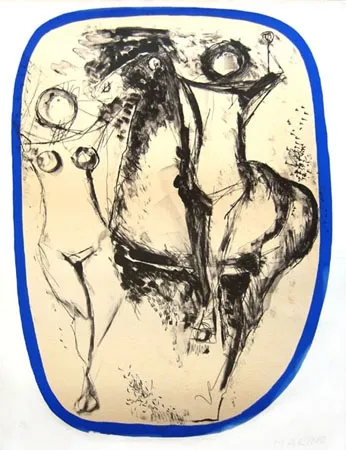 石版画 Marini - Famille d'acrobates