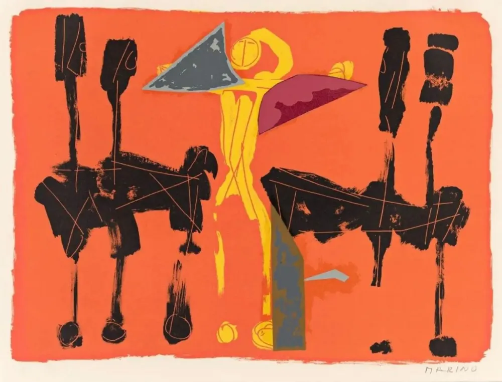 石版画 Marini - L107 Chevaux Et Cavaliers IV