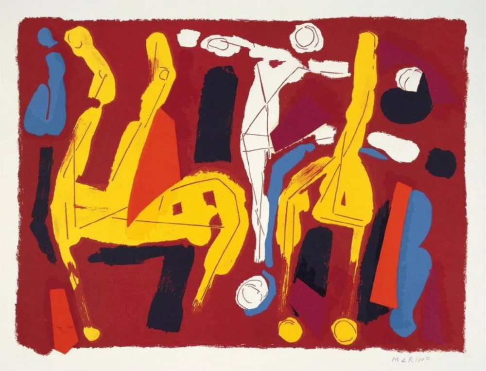 石版画 Marini - L108 Chevaux Et Cavaliers V