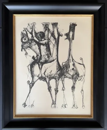 石版画 Marini - Marino Marini (1901 - 1980) - CAVALIERS ET CHEVAUX, FOND CREME - lithograph on paper - 1952