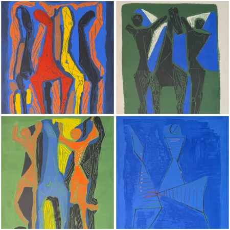 版画 Marini - Marino Marini (1901–1980) - MARINO FROM GOETHE - Complete original folder containing 4 color etchings and aquatints on Arches paper - 1979