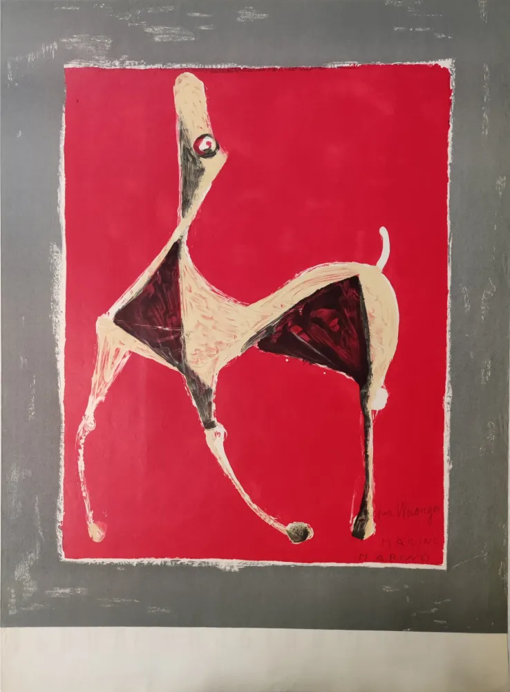 无技术 Marini - Pferd auf rotem Grund