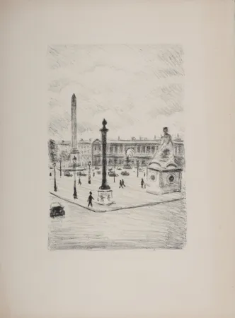 石版画 Marquet - La Place de la Concorde, 1950