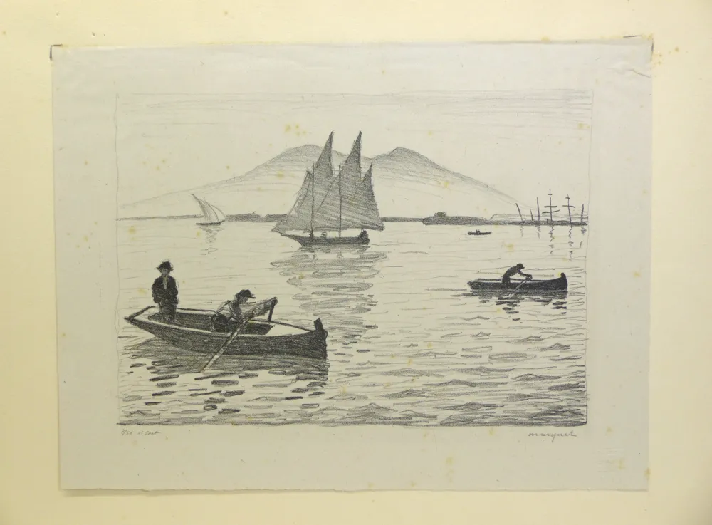 石版画 Marquet - Le Port de Naples, 1926. Signé et numérotée. 