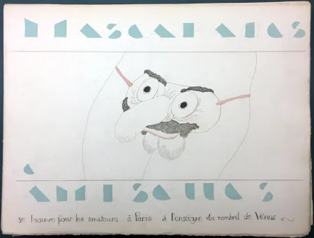 插图书 Martin - MASCARADES ET AMUSETTES. Exemplaire unique avec 14 dessins originaux de Charles Martin (1933)