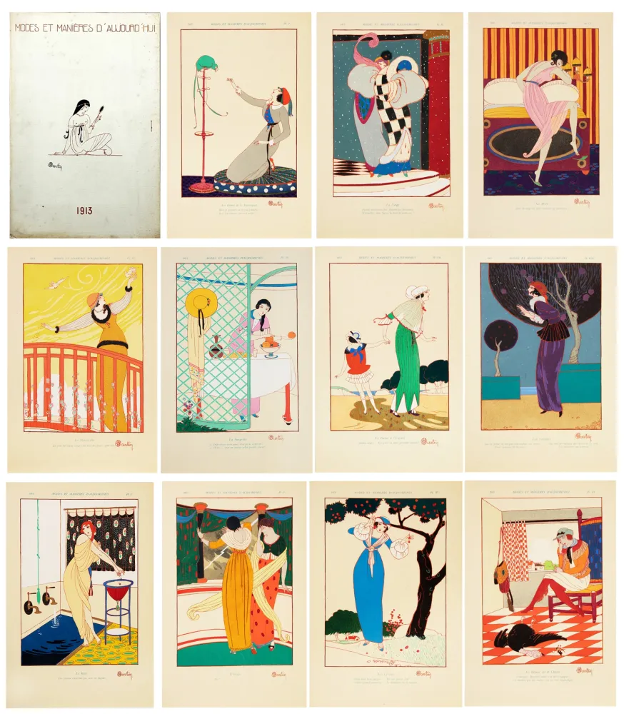 插图书 Martin - MODES ET MANIÈRES D'AUJOURD'HUI. 1913. Album original des 12 pochoirs.