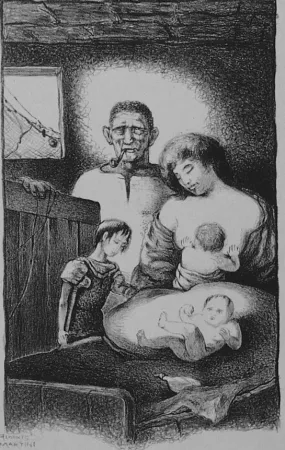 石版画 Martini - La famiglia del pescatore