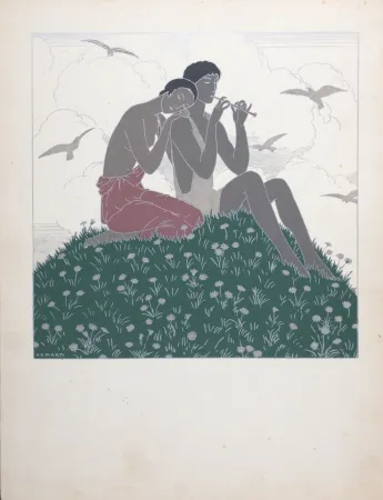 镂版印刷 Marty - Les Amoureux, circa 1920