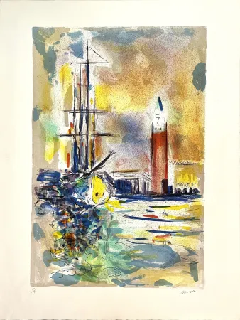 石版画 Marzelle - Le Voilier
